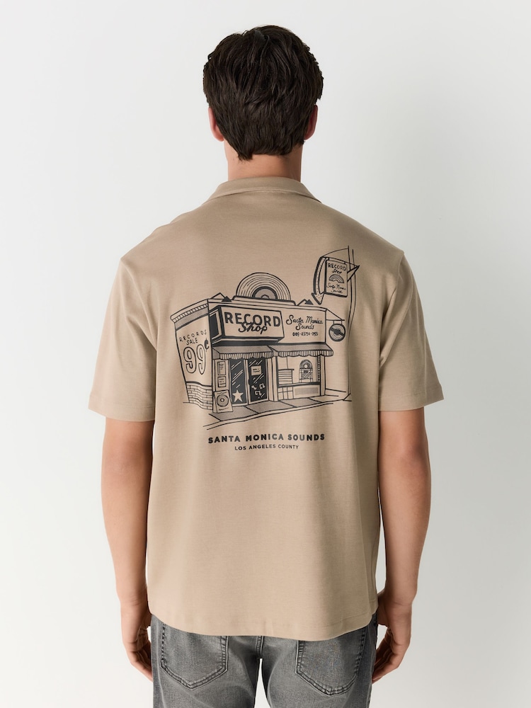 Stone Brown Graphic Jersey Shirt - Image 1 of 10