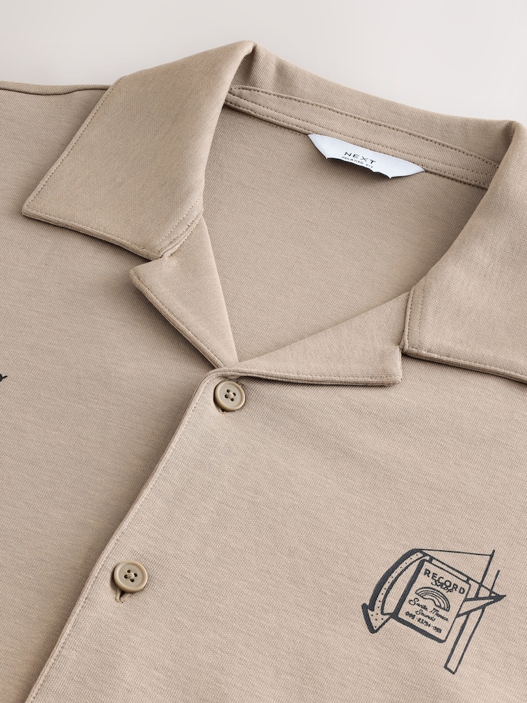 Stone Brown Graphic Jersey Shirt - Image 10 of 10
