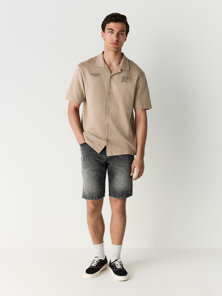 Stone Brown Graphic Jersey Shirt - Image 2 of 10