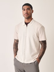 Neutral Marl Textured Stripe Jersey Shirt - Image 2 of 8