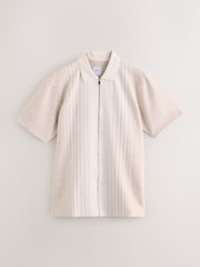 Neutral Marl Textured Stripe Jersey Shirt - Image 5 of 8