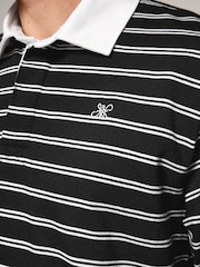 Black Short Sleeve Stripe Rugby 100% Cotton Shirt - Image 5 of 8