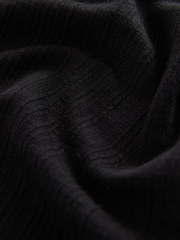Black Crepe Textured Button Neck Polo Shirt - Image 7 of 8