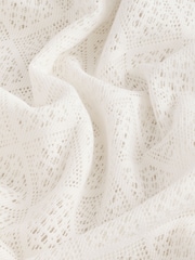 Ecru White Crochet Textured Cuban Collar Polo Shirt - Image 8 of 9