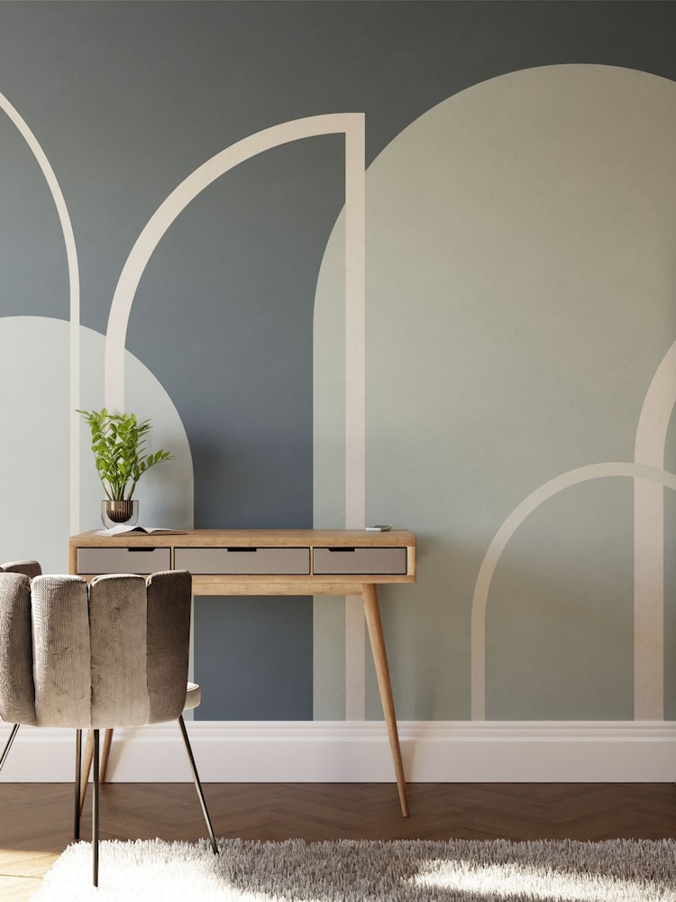 Art For The Home Navy Linear Arch Fixed Size 4M Mural - Image 1 of 3 Art For The Home Navy Linear Arch Fixed Size 4M Mural - Image 1 of 3