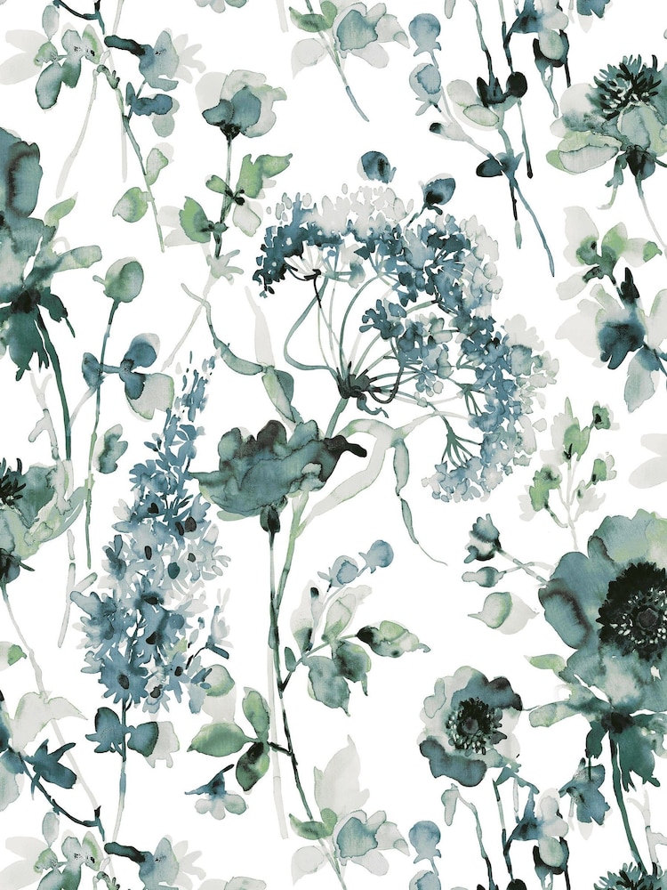 Art For The Home Pale Blue Watercolour Floral Fixed Size 4M Mural - Image 2 of 3