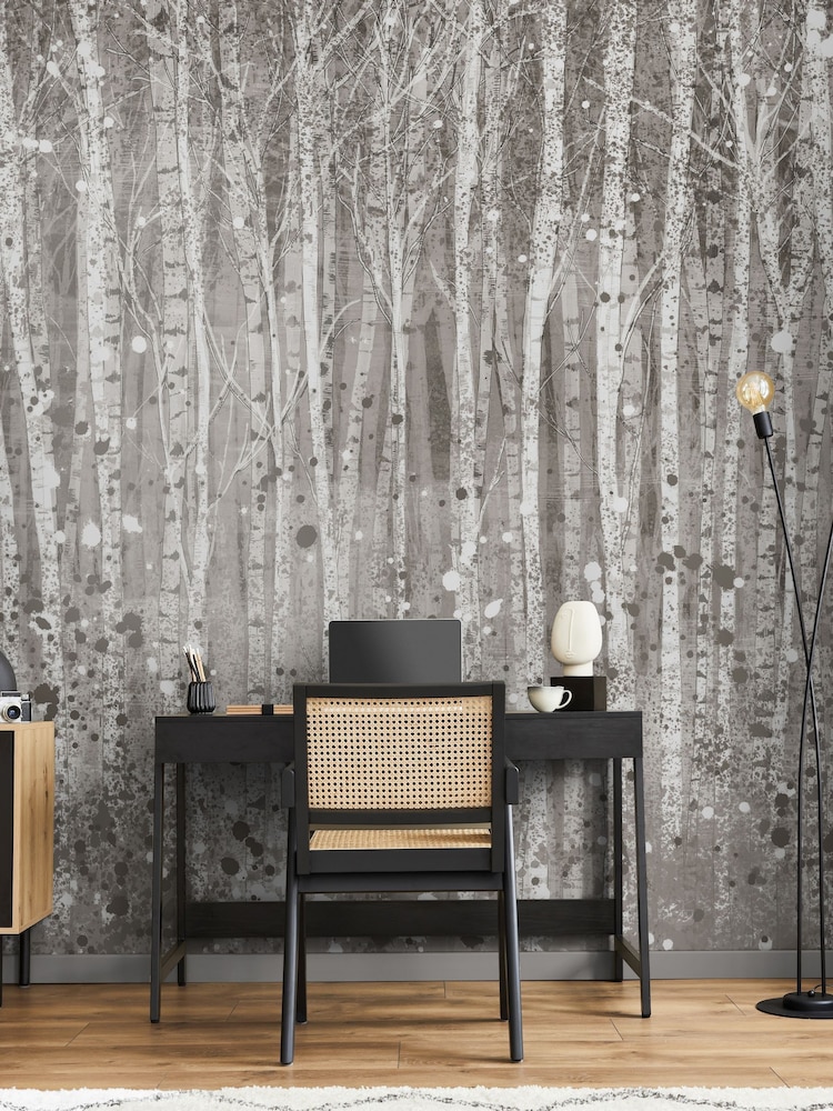 Art For The Home Grey Painterly Woods Fixed Size 3M Mural - Image 1 of 5