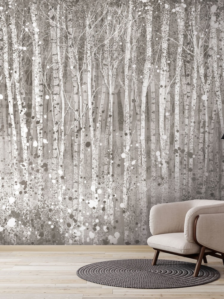 Art For The Home Grey Painterly Woods Fixed Size 3M Mural - Image 5 of 5