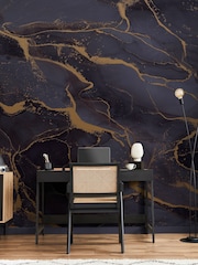 Art For The Home Navy Gold Marble Fixed Size 3M Mural - Image 1 of 5