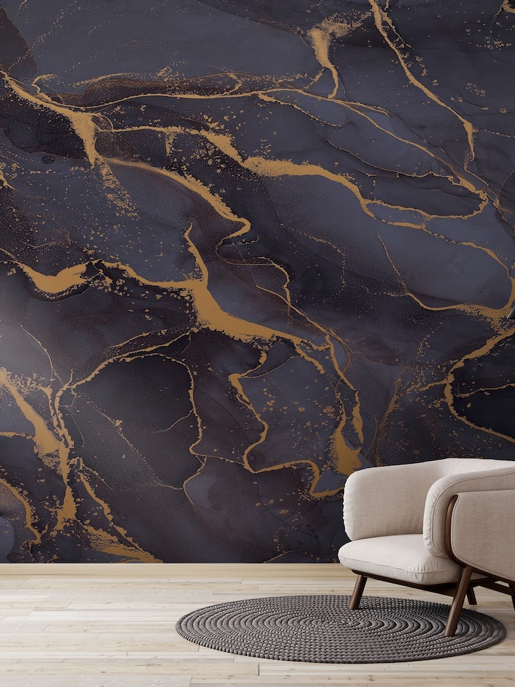 Art For The Home Navy Gold Marble Fixed Size 3M Mural - Image 5 of 5