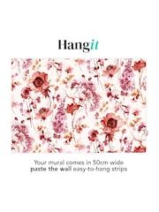 Art For The Home Pink Red Watercolour Floral Fixed Size 4M Mural - Image 3 of 3