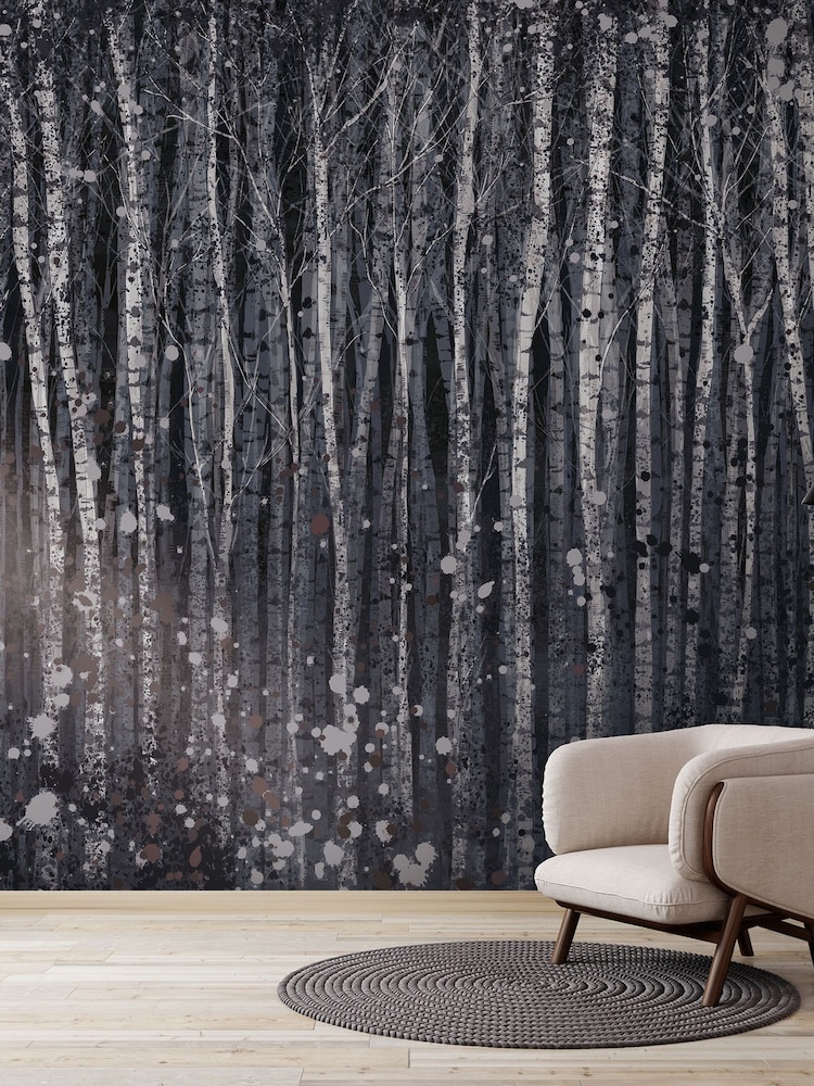 Art For The Home Navy Painterly Woods Fixed Size 3M Mural - Image 5 of 5
