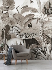 Art For The Home Black And White Jungle Animals Print Fixed Size 3M Mural - Image 4 of 5