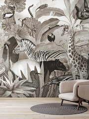 Art For The Home Black And White Jungle Animals Print Fixed Size 3M Mural - Image 5 of 5