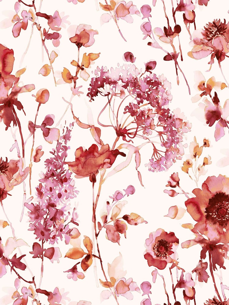 Art For The Home Pink Blue Watercolour Floral Fixed Size 4M Mural - Image 2 of 3
