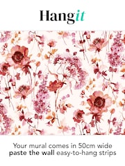Art For The Home Pink Blue Watercolour Floral Fixed Size 4M Mural - Image 3 of 3