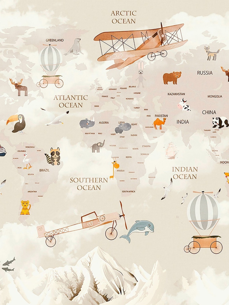Art For The Home Neutral Around The World Fixed Size 4M Mural - Image 2 of 3 Art For The Home Neutral Around The World Fixed Size 4M Mural - Image 2 of 3