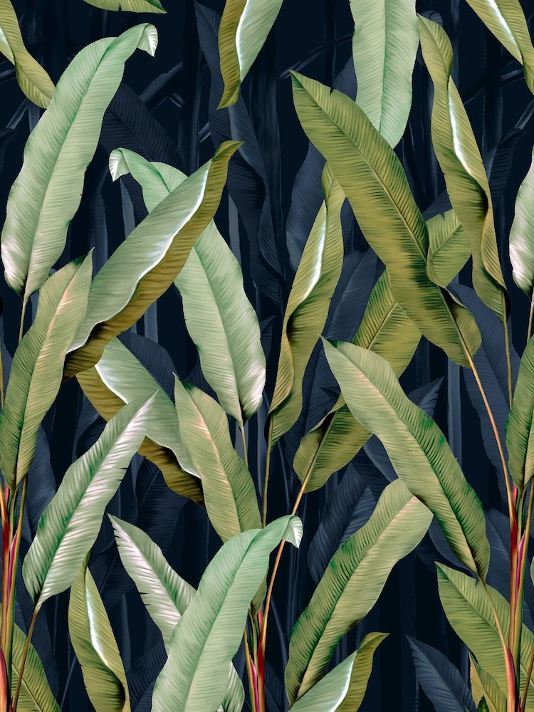 Art For The Home Navy Banana Leaf Fixed Size 4M Mural - Image 2 of 5
