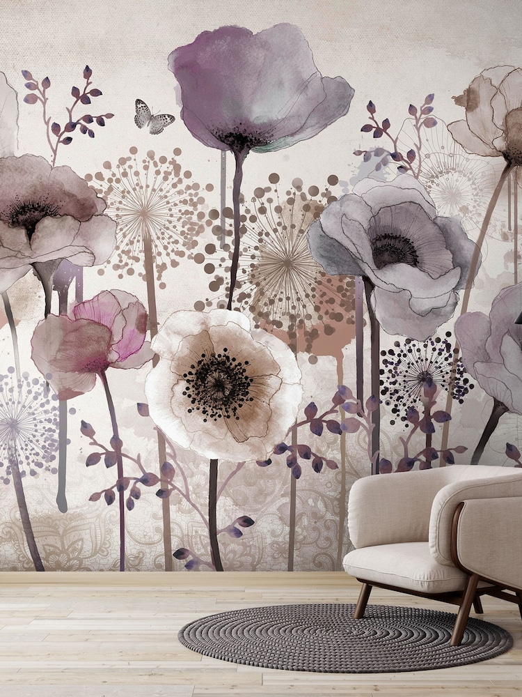 Art For The Home Purple Poppy Fixed Size 4M Mural - Image 5 of 5