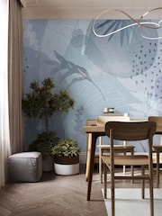 Art For The Home Indigo Abstract Leaf Fixed Size 3M Mural - Image 1 of 5
