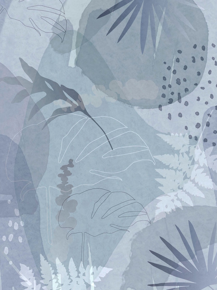 Art For The Home Indigo Abstract Leaf Fixed Size 3M Mural - Image 2 of 5