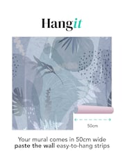 Art For The Home Indigo Abstract Leaf Fixed Size 3M Mural - Image 3 of 5