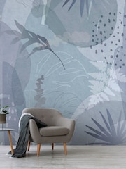 Art For The Home Indigo Abstract Leaf Fixed Size 3M Mural - Image 4 of 5