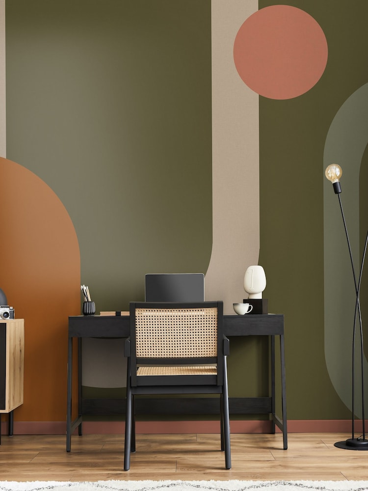 Art For The Home Khaki Oval Geo Pop Fixed Size 4M Mural - Image 1 of 5 Art For The Home Khaki Oval Geo Pop Fixed Size 4M Mural - Image 1 of 5
