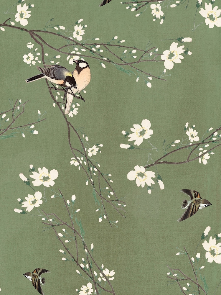 Art For The Home Green Birds and Blossom Fixed Size 2M Mural - Image 2 of 4 Art For The Home Green Birds and Blossom Fixed Size 2M Mural - Image 2 of 4