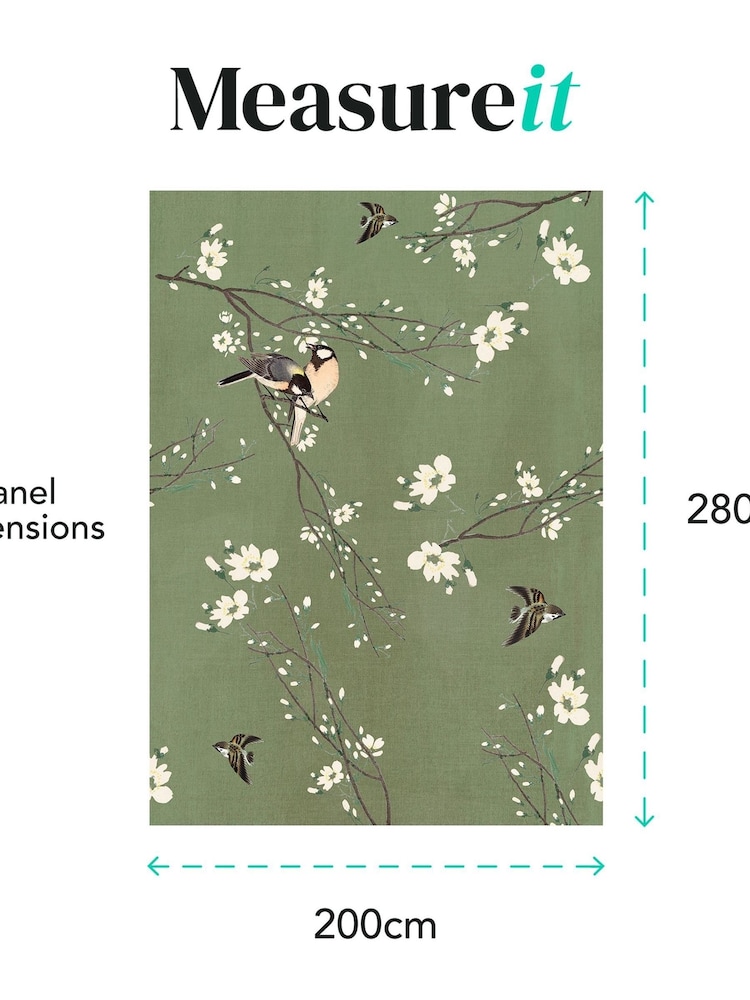 Art For The Home Green Birds and Blossom Fixed Size 2M Mural - Image 4 of 4