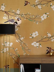 Art For The Home Ochre Birds & Blossom Fixed Size 3M Mural - Image 1 of 6