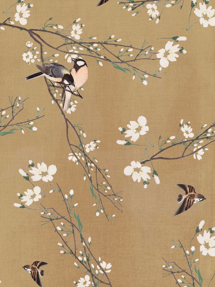 Art For The Home Ochre Birds & Blossom Fixed Size 3M Mural - Image 2 of 6 Art For The Home Ochre Birds & Blossom Fixed Size 3M Mural - Image 2 of 6