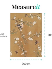 Art For The Home Ochre Birds & Blossom Fixed Size 3M Mural - Image 4 of 6