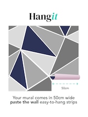 Art For The Home Navy Shard Geo Fixed Size 3M Mural - Image 3 of 3