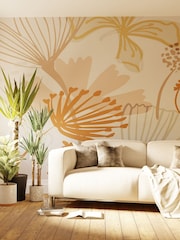 Art For The Home Peach Scandi Floral Fixed Size 3M Mural - Image 1 of 3