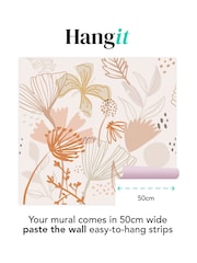 Art For The Home Peach Scandi Floral Fixed Size 3M Mural - Image 3 of 3