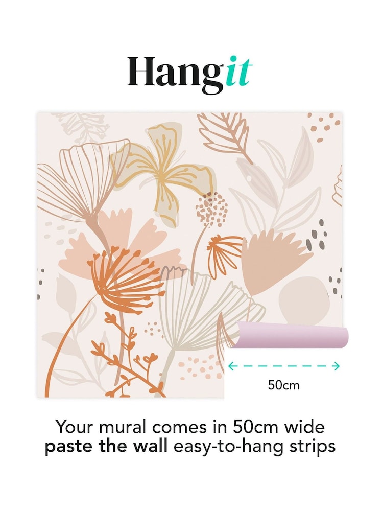 Art For The Home Peach Scandi Floral Fixed Size 3M Mural - Image 3 of 3 Art For The Home Peach Scandi Floral Fixed Size 3M Mural - Image 3 of 3