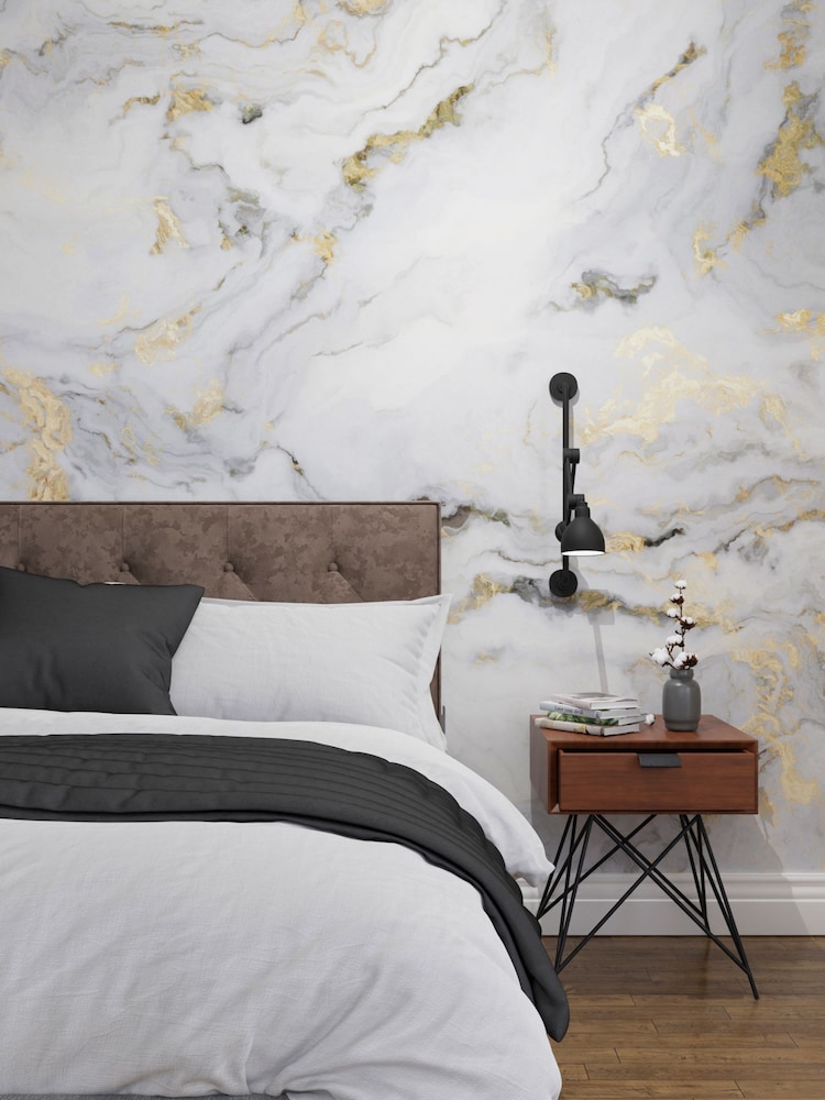 Art For The Home Grey Gold Gilded Stone Fixed Size 3M Mural - Image 1 of 3