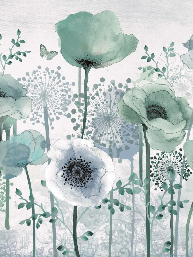 Art For The Home Teal Poppy Fixed Size 4M Mural - Image 2 of 5 Art For The Home Teal Poppy Fixed Size 4M Mural - Image 2 of 5
