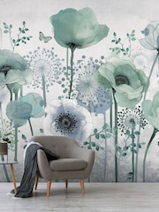 Art For The Home Teal Poppy Fixed Size 4M Mural - Image 4 of 5