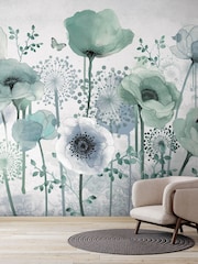 Art For The Home Teal Poppy Fixed Size 4M Mural - Image 5 of 5