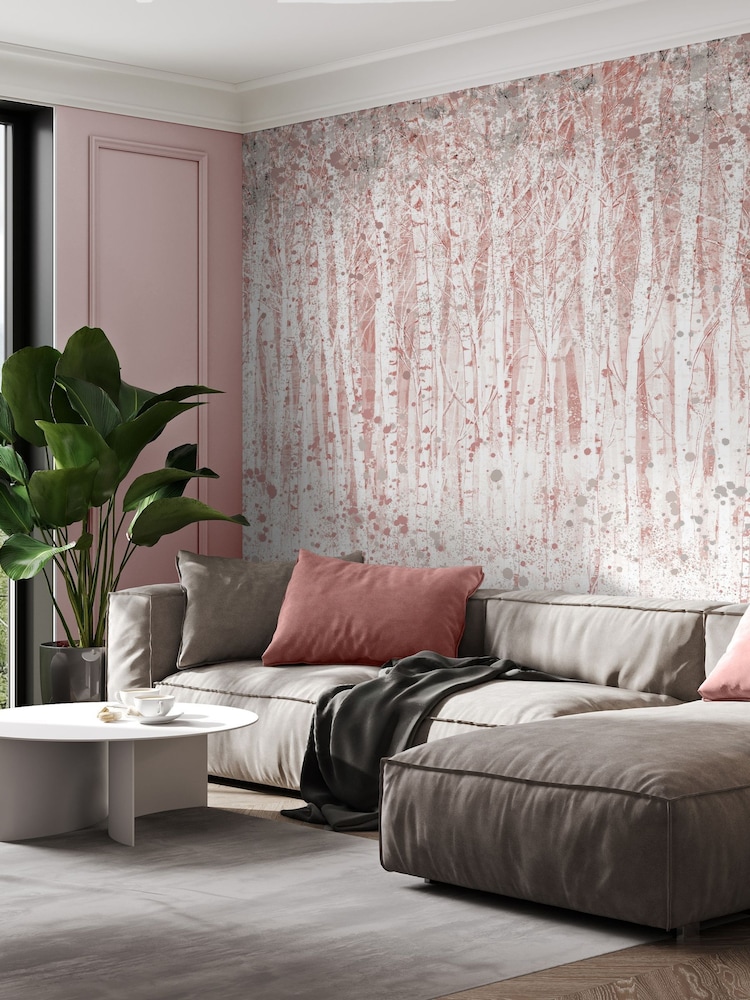Art For The Home Pink Painterly Woods Fixed Size 3M Mural - Image 1 of 5