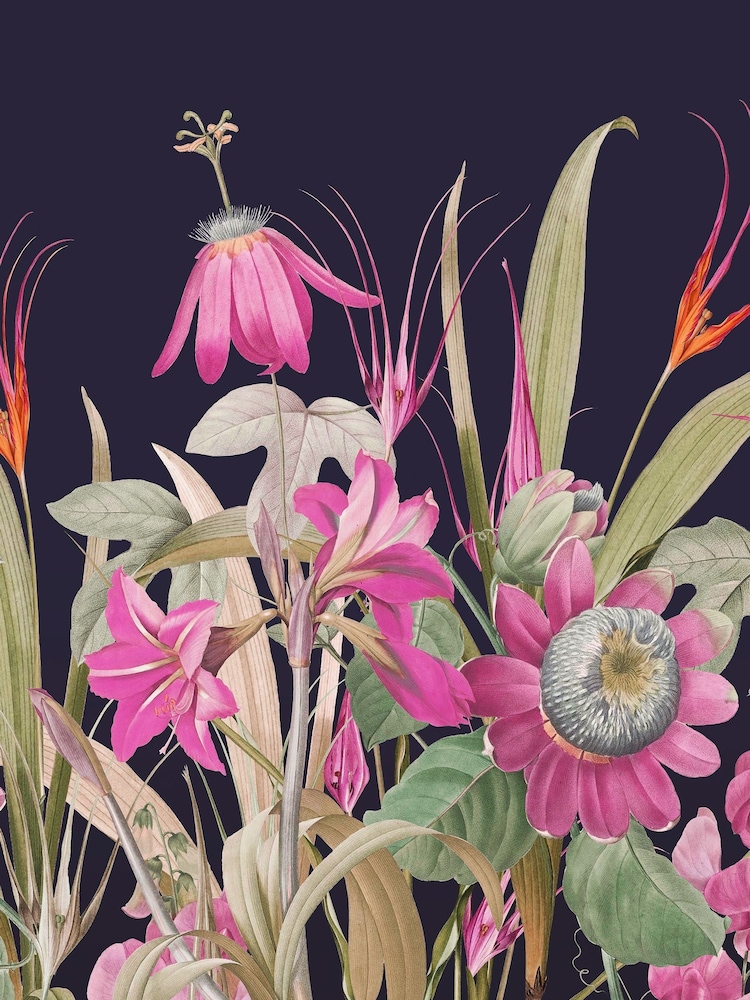 Art For The Home Navy Fuchsia Flora Fixed Size 3M Mural - Image 2 of 3