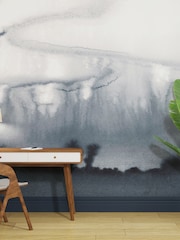 Art For The Home Navy Watercolour Landscape Fixed Size 4M Mural - Image 1 of 3