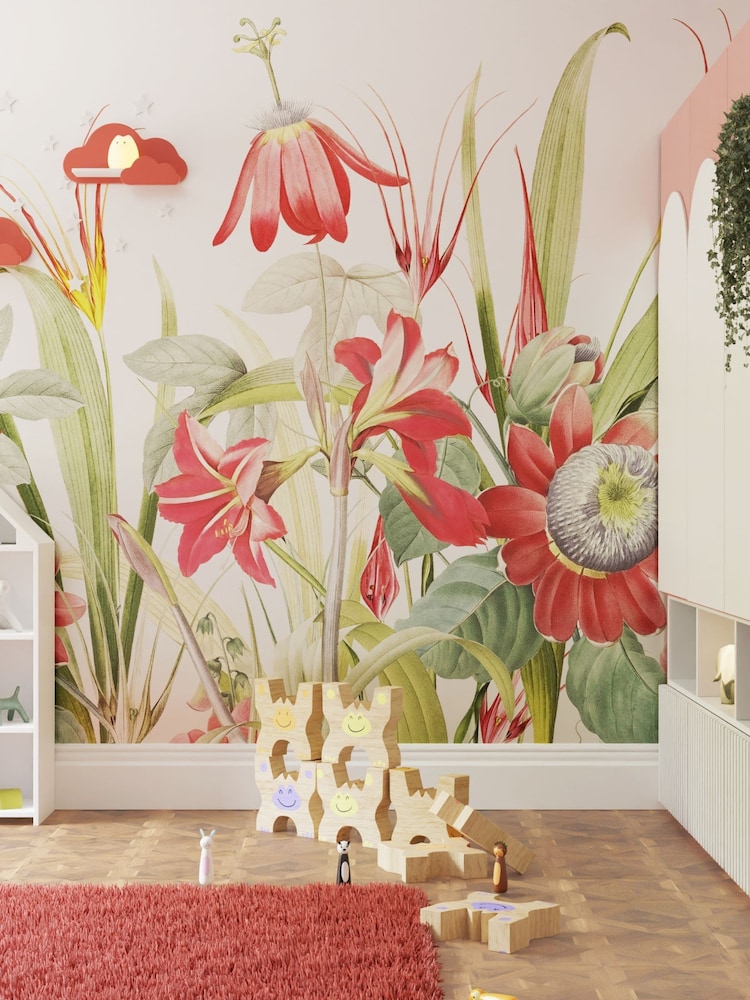 Art For The Home Red Flora Fixed Size 3M Mural - Image 1 of 3 Art For The Home Red Flora Fixed Size 3M Mural - Image 1 of 3