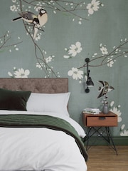 Art For The Home Dark Duck Egg Birds and Blossom Fixed Size 2M Mural - Image 1 of 4