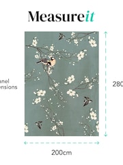 Art For The Home Dark Duck Egg Birds and Blossom Fixed Size 2M Mural - Image 4 of 4