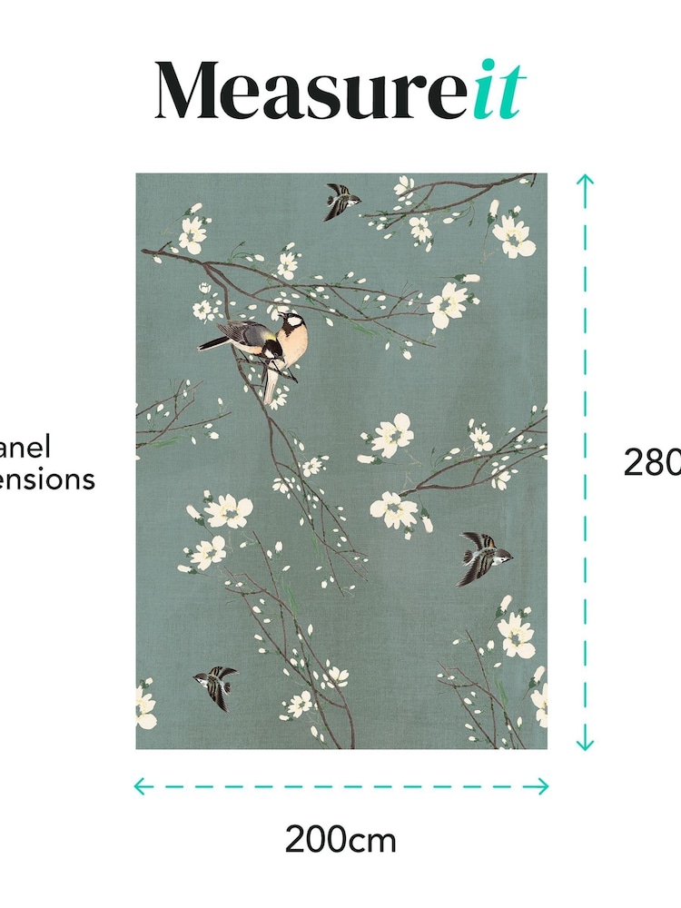 Art For The Home Dark Duck Egg Birds and Blossom Fixed Size 2M Mural - Image 4 of 4