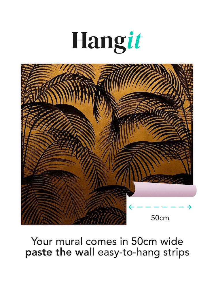 Art For The Home Golden Ochre Palm Silhouette Fixed Size 3M Mural - Image 3 of 3