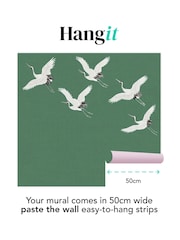 Art For The Home Emerald Cranes In Flight Fixed Size 3M Mural - Image 3 of 3